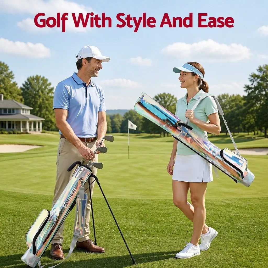Golf Stand Bag Lightweight Sunday Pitch And Putt Carry Holographic Multicolour