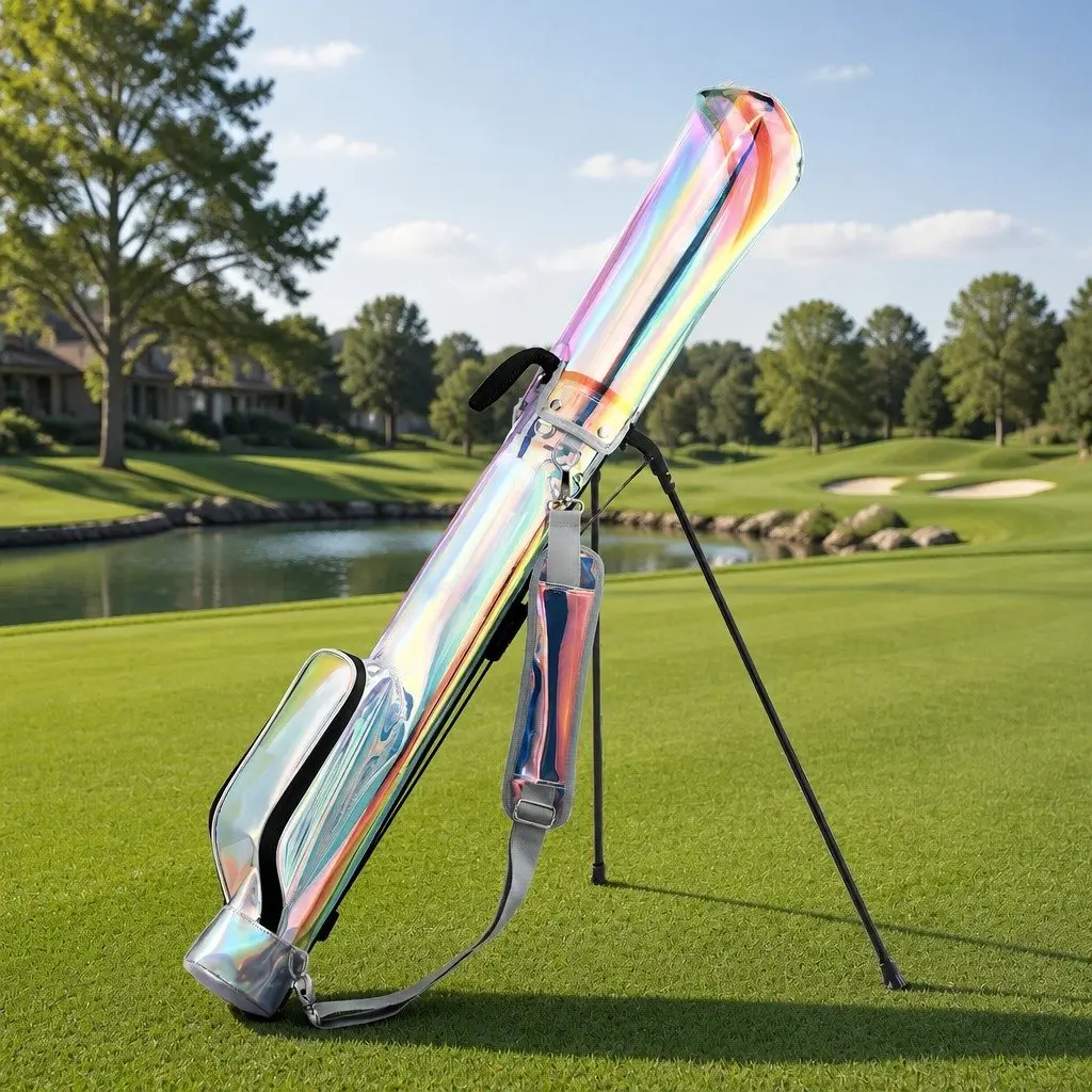 Golf Stand Bag Lightweight Sunday Pitch And Putt Carry Holographic Multicolour