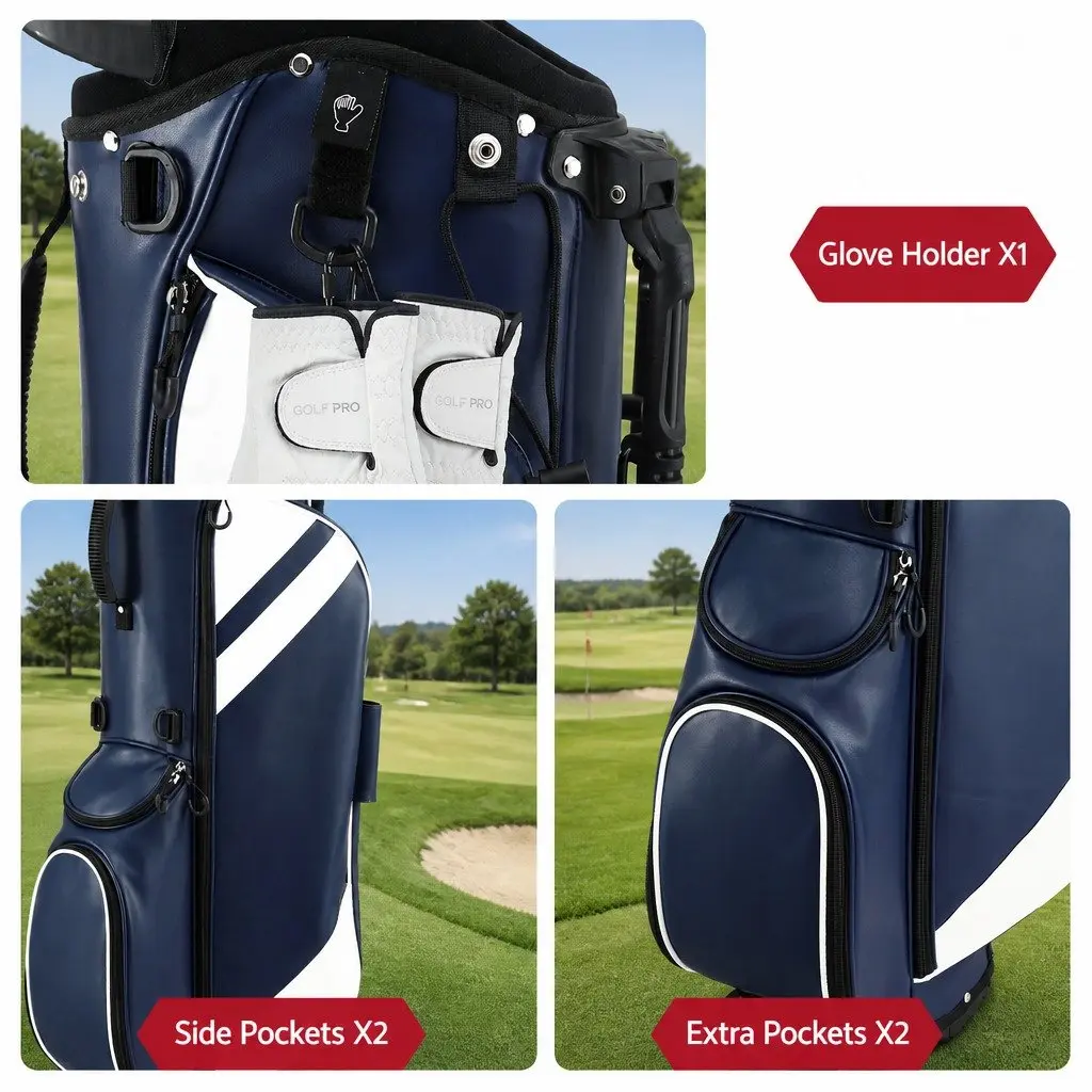 Golf Stand Bag Blue Lightweight Dual Strap Club Divider