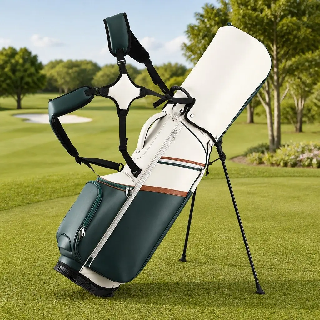 Golf Stand Bag Green Lightweight Dual Strap Club Divider Walking Course