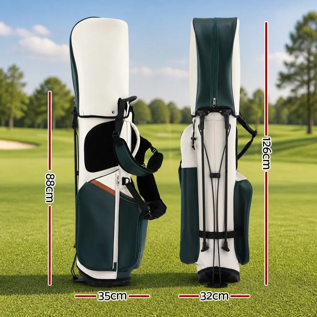 Golf Stand Bag Green Lightweight Dual Strap Club Divider Walking Course