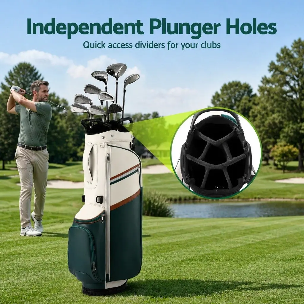 Golf Stand Bag Green Lightweight Dual Strap Club Divider Walking Course