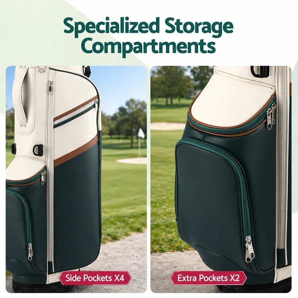 Golf Stand Bag Green Lightweight Dual Strap Club Divider Walking Course