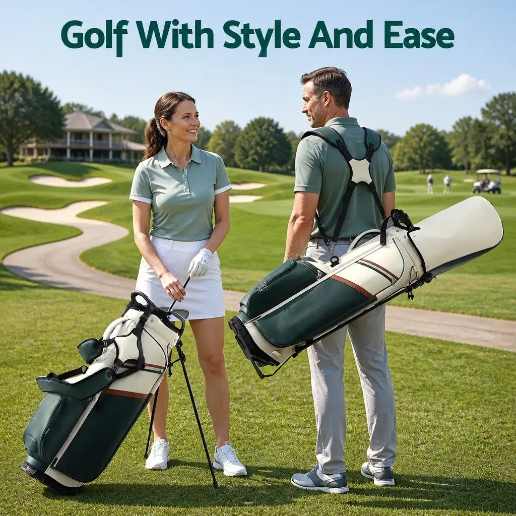 Golf Stand Bag Green Lightweight Dual Strap Club Divider Walking Course