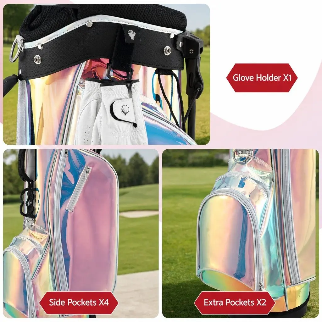 Golf Stand Bag Holographic Lightweight Dual Strap Club Divider