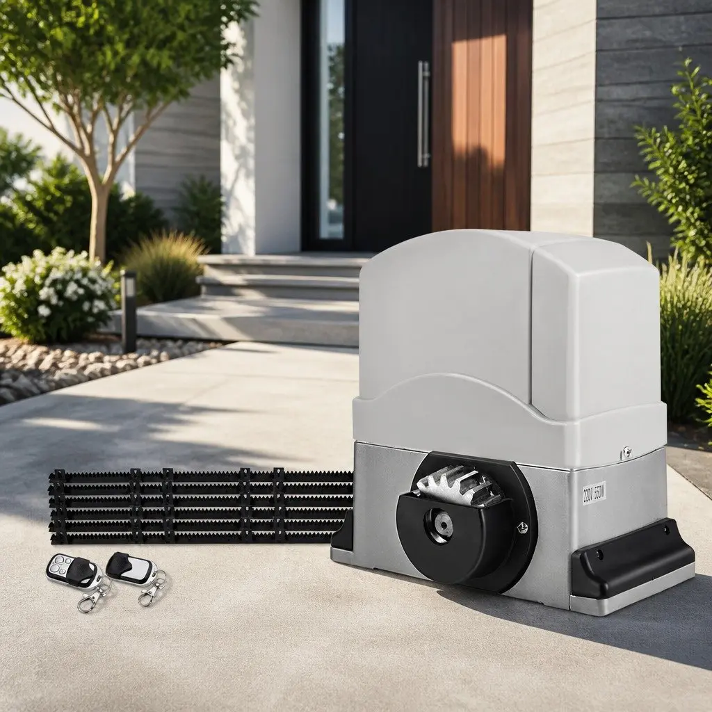 Electric Sliding Gate Opener Kit White 6M 1200kg Remote Control