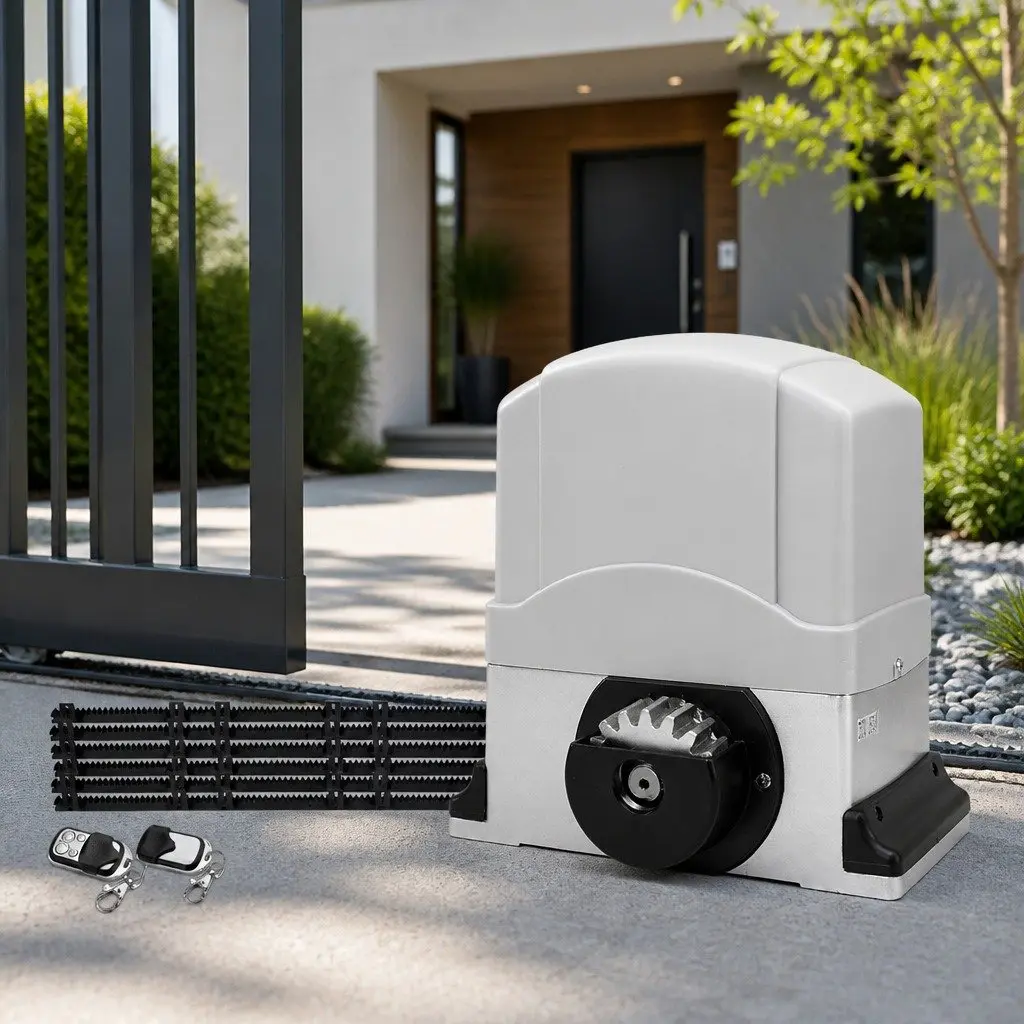 Electric Sliding Gate Opener Kit White 6M 1200kg Remote Control