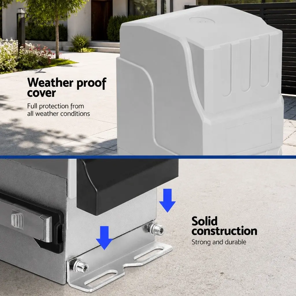 Automatic Sliding Gate Opener Motor Kit White 6M Rail 1800kg Capacity Remote Control