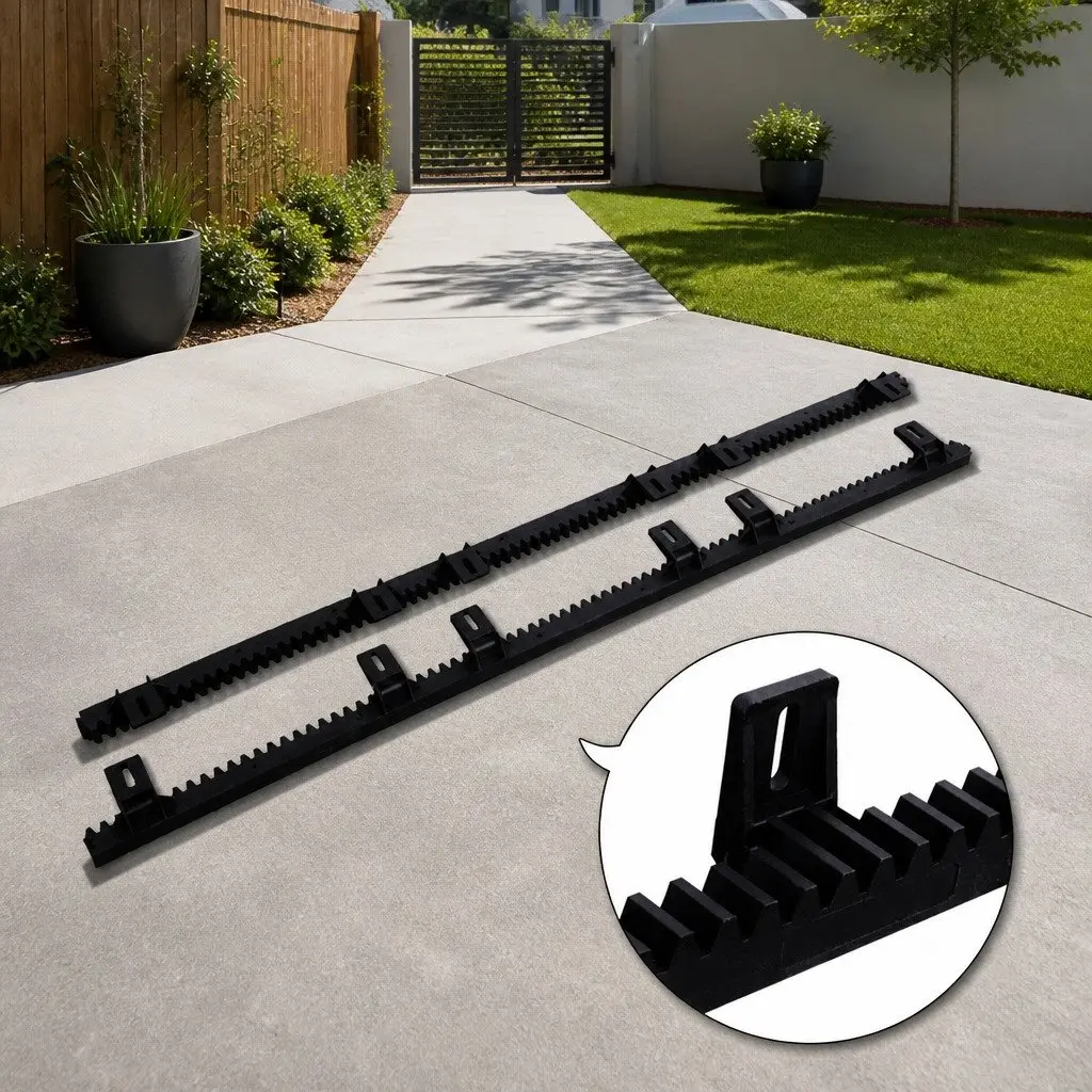 Sliding Gate Opener Rack Rail Kit Black Heavy Duty Nylon Reinforced Gear Racks 4 Piece