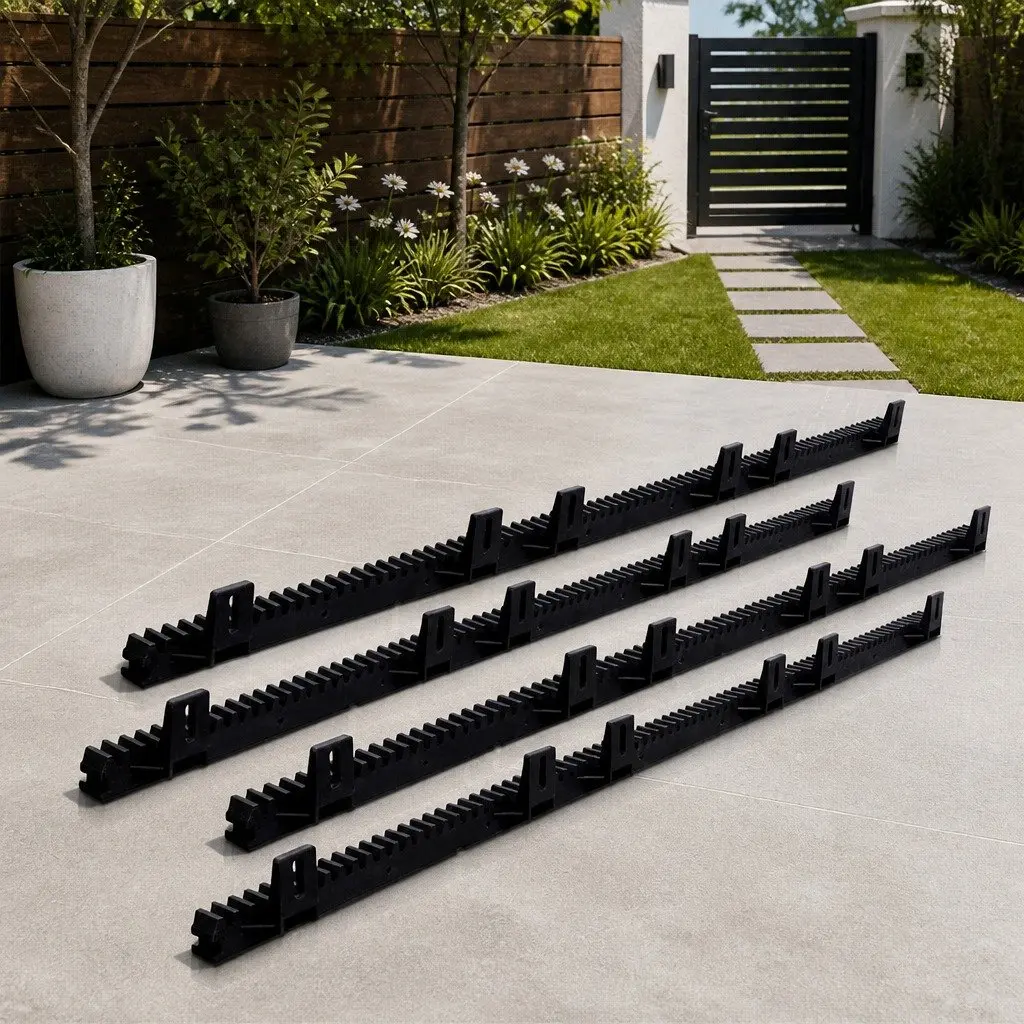 Sliding Gate Opener Rack Rail Kit Black Heavy Duty Nylon Reinforced Gear Racks 4 Piece