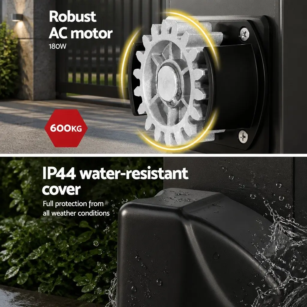 Automatic Sliding Gate Opener Kit Black 4M Solar Powered Remote Control