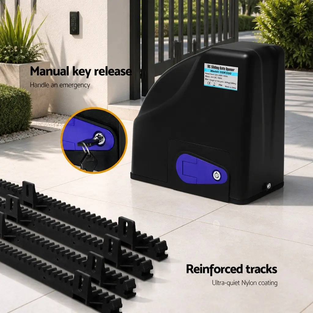 Solar Powered Automatic Gate Opener 600kg Capacity 4m Length with Remote Control
