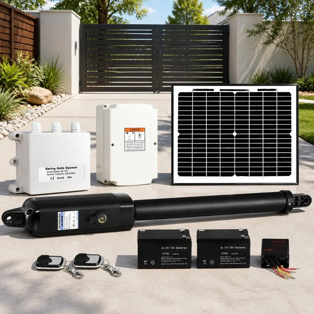 Solar Powered Gate Opener White 500KG Automatic Remote Control with Obstruction Detection
