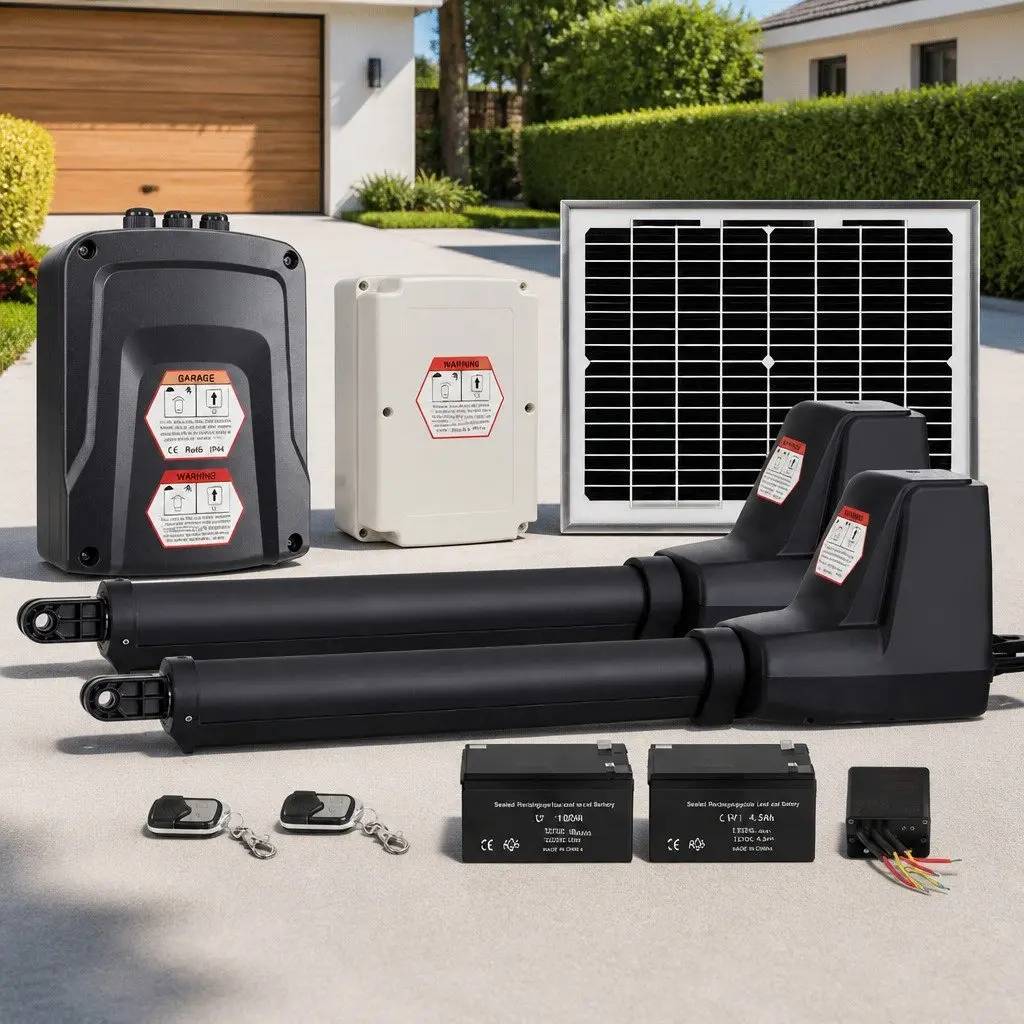 Solar Powered Gate Opener Black 800kg Automatic Remote Control System