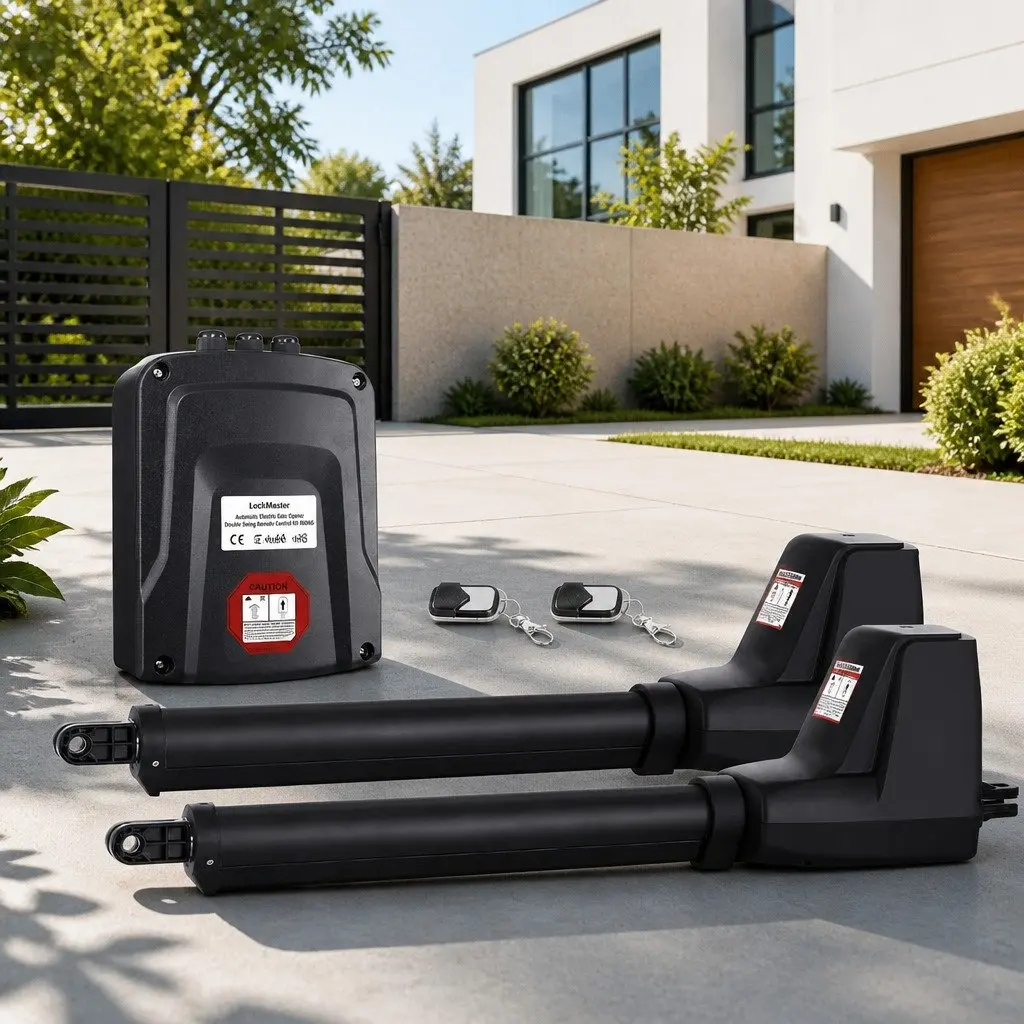 Electric Gate Opener Black 800kg Automatic Double Swing System with Remote Control