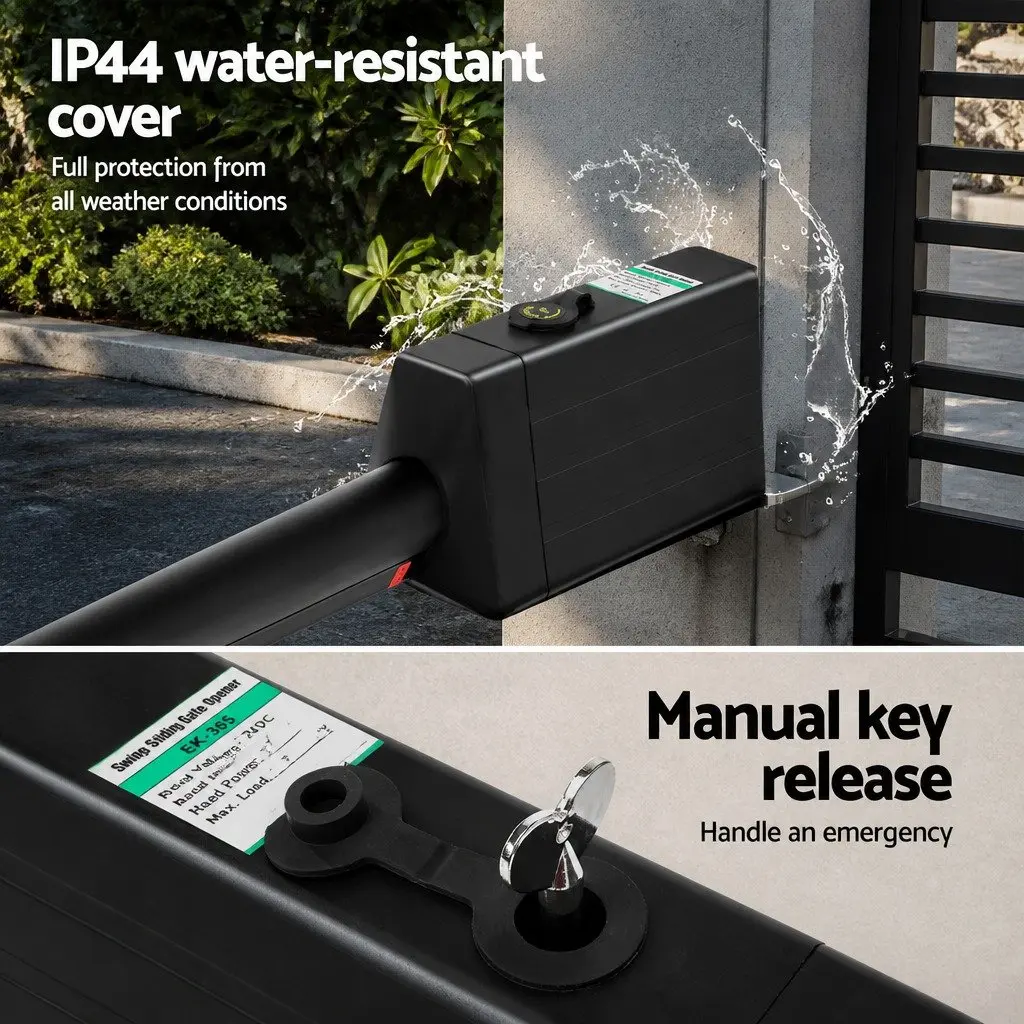 Solar Powered Automatic Gate Opener 20W Single Swing Remote Control Weather Resistant for Gates Up to 300kg and 5m with Gentle Start and Obstruction