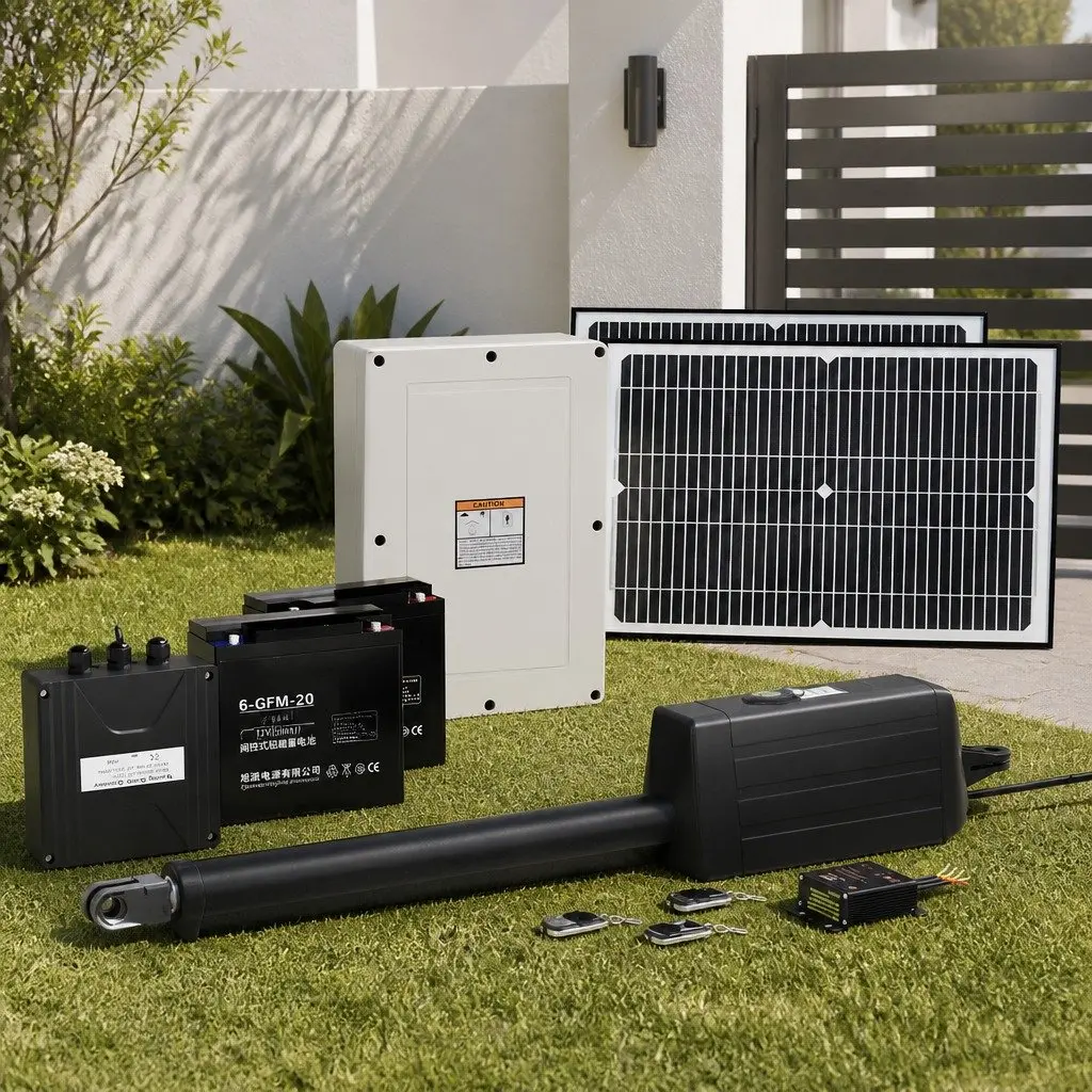 Solar Powered Automatic Gate Opener Black 40W Heavy Duty Electric Single Swing Control