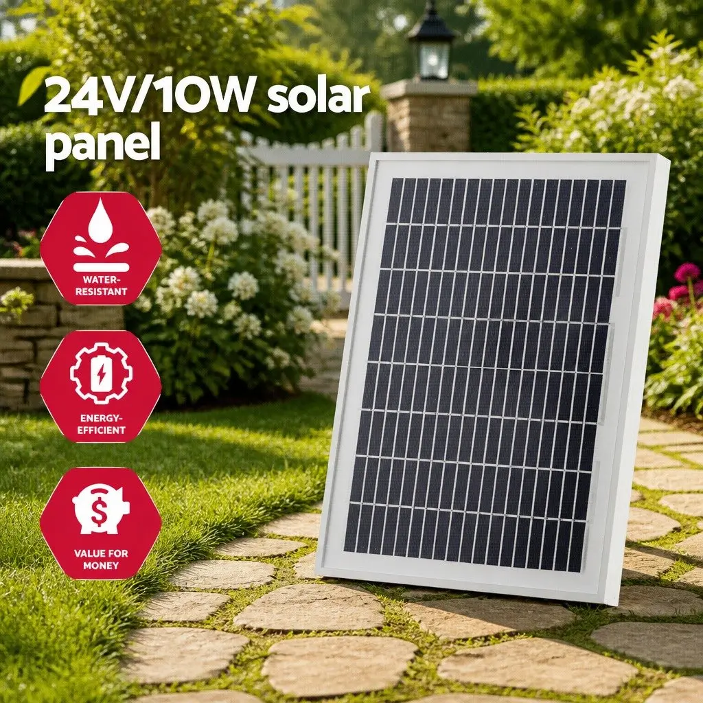 Solar Powered Automatic Gate Opener Black 10W Single Swing Control System with Programmable Auto-Close and Obstruction Detection