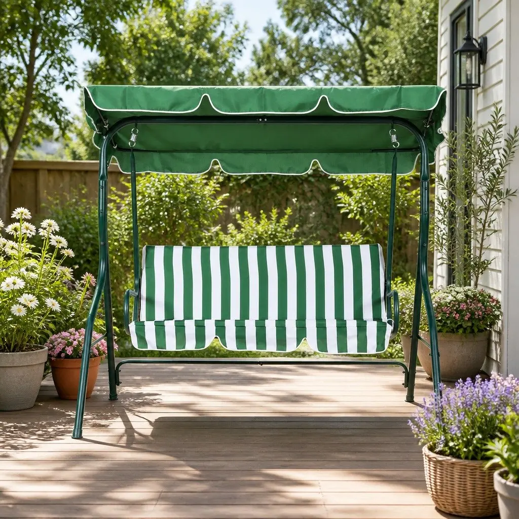 3 Seater Outdoor Swing Chair with Canopy Garden Bench Furniture Patio Relaxing