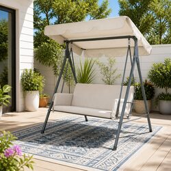 Compact 3-Seater Swing Chair with Adjustable Canopy