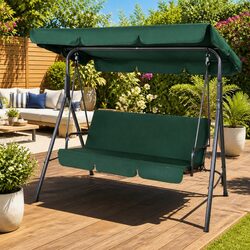 Outdoor Swing Chair 3 Seater Garden Bench Canopy Furniture Dark Green