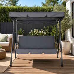 Three-Seater Outdoor Swing Chair with Removable Canopy