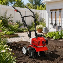 Hand-Held Garden Tiller Cultivator 63cc 2-Stroke Petrol Motor Soil Plougher
