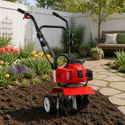 63cc Hand-held Garden Tiller Cultivator Rotary Hoe 4 Blades Soil Plower Tool
