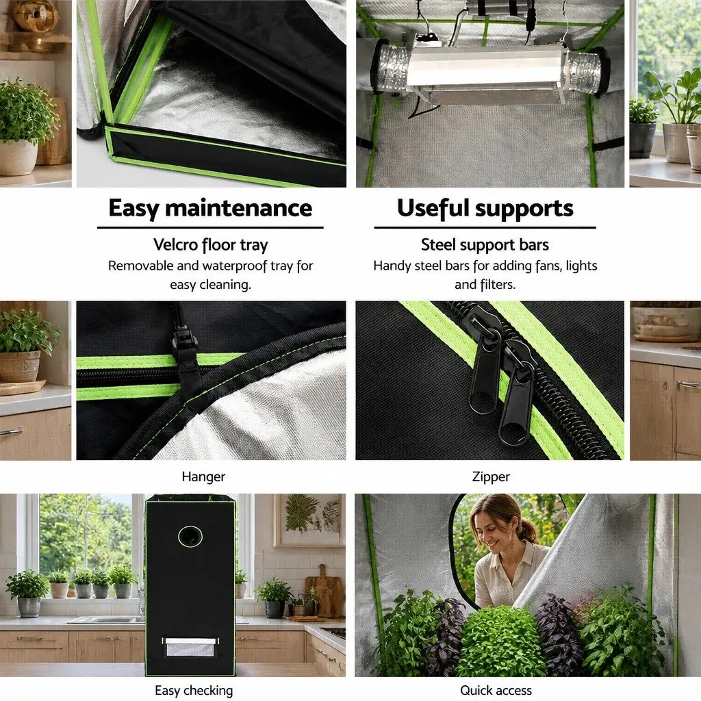 Grow Tent 120x60x150cm Steel Frame Hydroponics Indoor Plant System