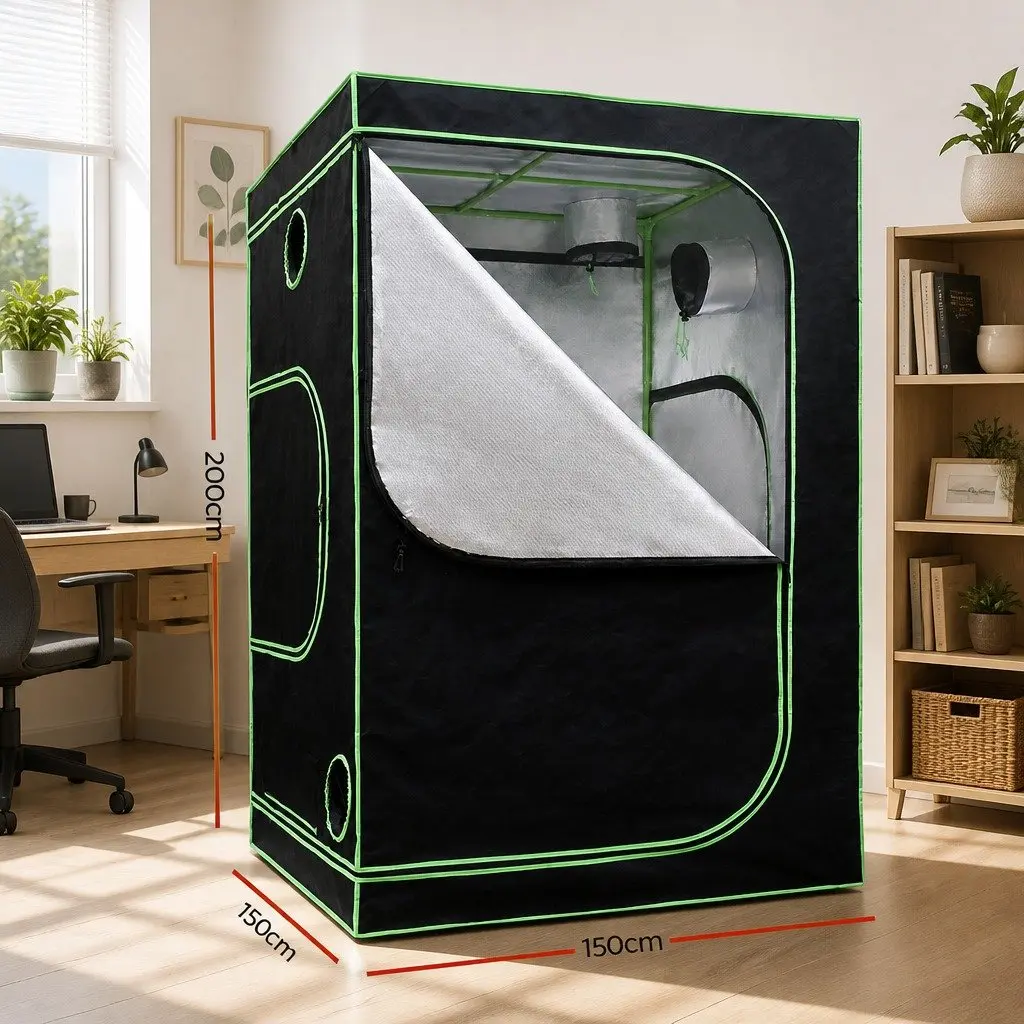 Grow Tent 150x150x200cm Hydroponic Indoor Plant Room Kit with Steel Frame and Removable Water-Proof Floor Tray