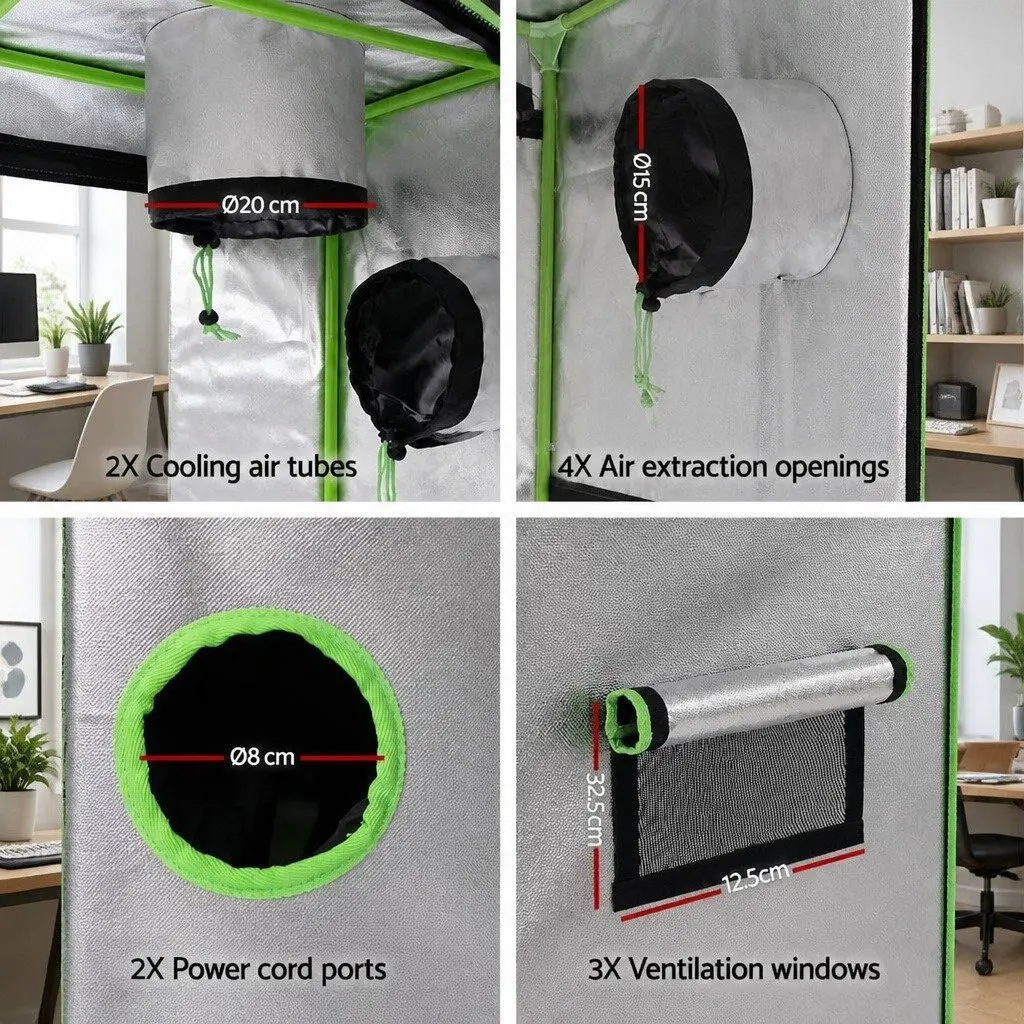 Grow Tent 150x150x200cm Hydroponic Indoor Plant Room Kit with Steel Frame and Removable Water-Proof Floor Tray