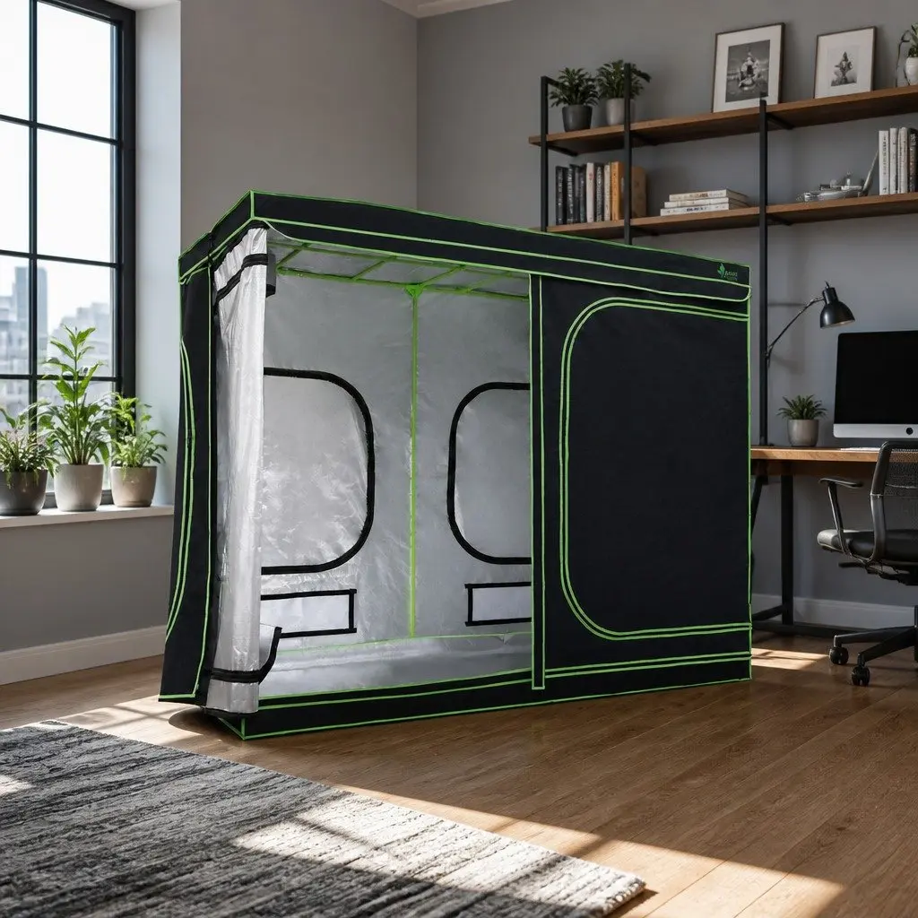 Hydroponic Grow Tent Green 240x120x200cm Indoor Plant Room System with Strong Steel Frame Multiple Ventilation Options Zippered Access Points