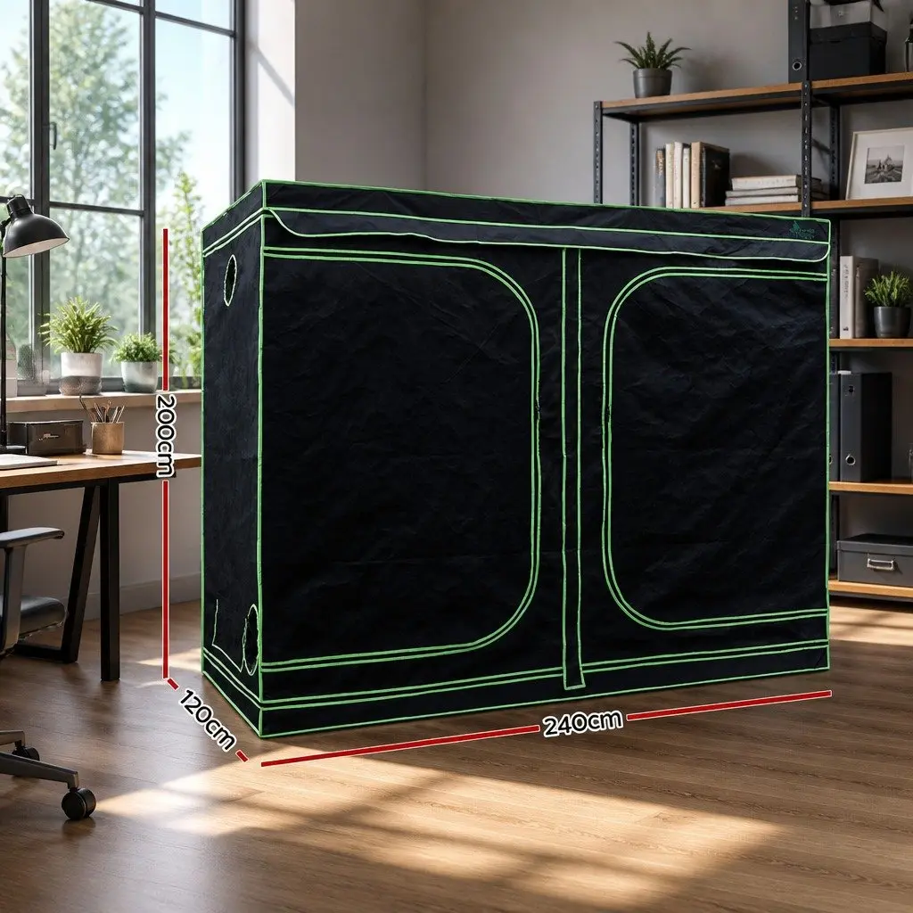 Hydroponic Grow Tent Green 240x120x200cm Indoor Plant Room System with Strong Steel Frame Multiple Ventilation Options Zippered Access Points