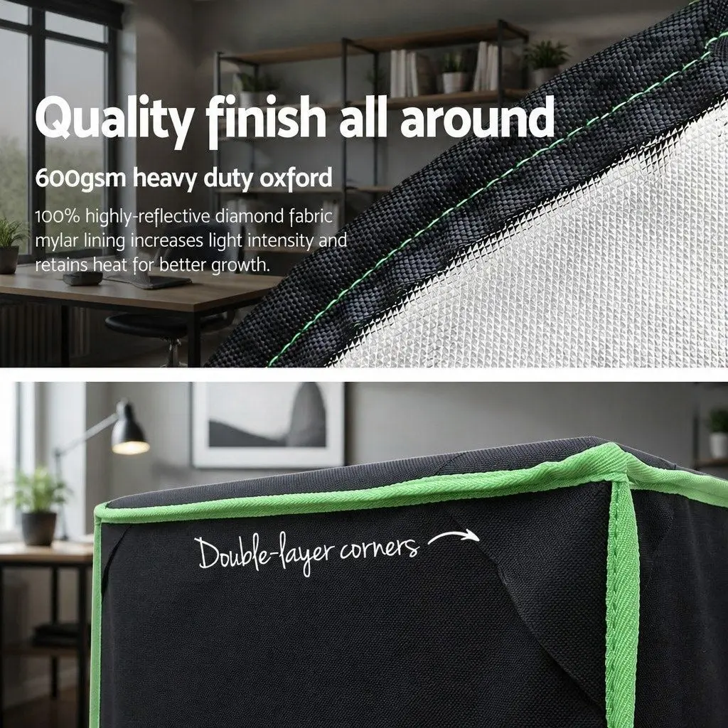 Hydroponic Grow Tent Green 240x120x200cm Indoor Plant Room System with Strong Steel Frame Multiple Ventilation Options Zippered Access Points