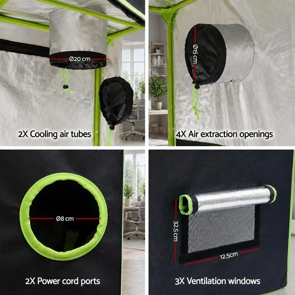 Grow Tent Black Green 280x140x200CM Waterproof Indoor Plant Room with Steel Frame