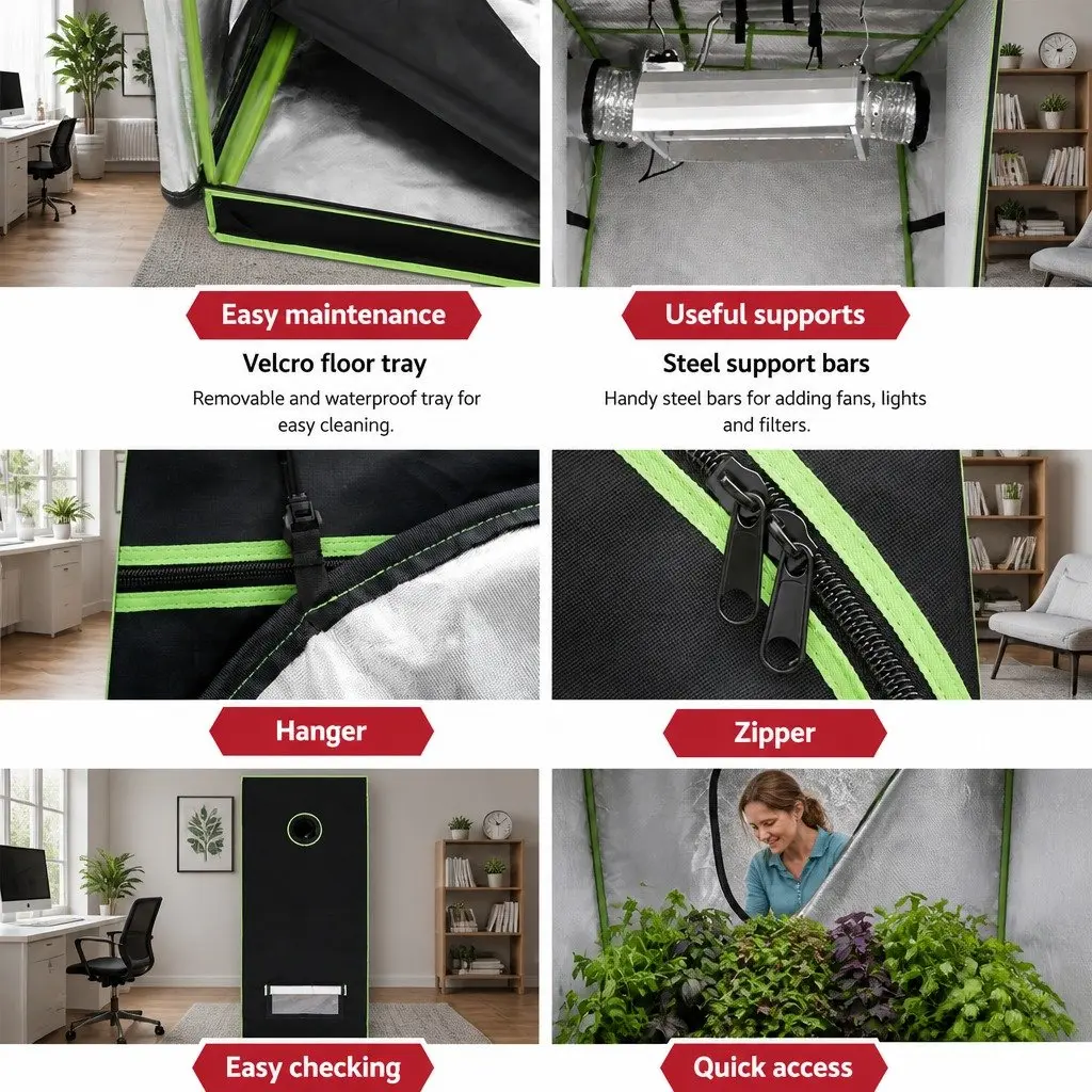 Grow Tent Black Green 280x140x200CM Waterproof Indoor Plant Room with Steel Frame