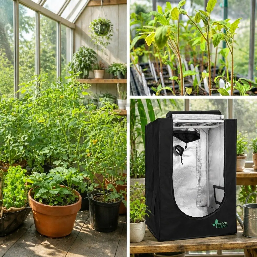 Grow Tent Black 60x60x90cm Hydroponics Indoor Plant Room System with Steel Frame