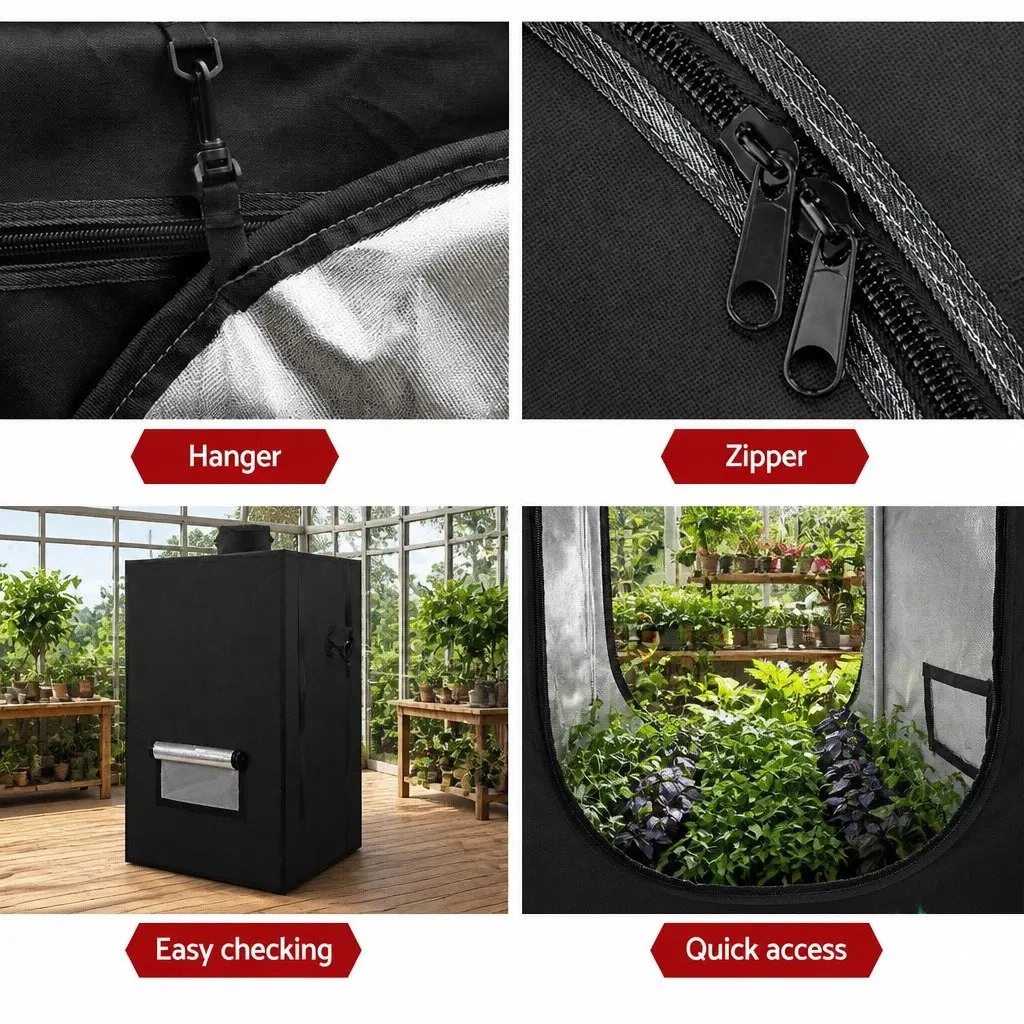 Grow Tent Black 60x60x90cm Hydroponics Indoor Plant Room System with Steel Frame