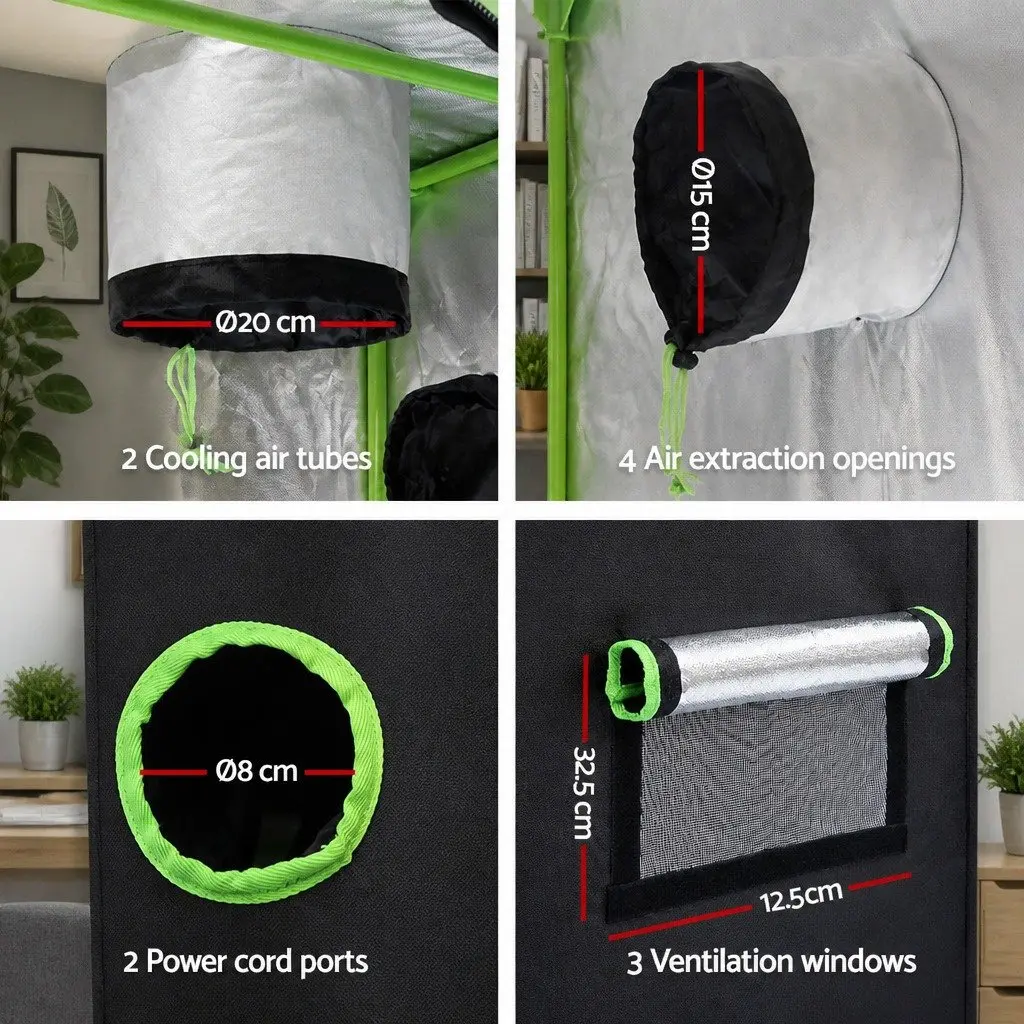 Grow Tent Black Green 60x60x140cm Portable Hydroponics Indoor Plant Room System