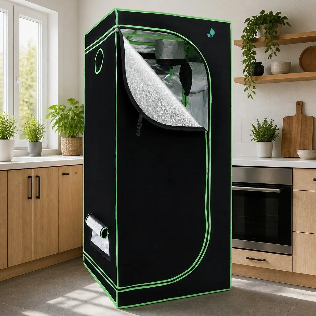 Grow Tent Black Green 70x70x160cm Indoor Hydroponics System Portable with Steel Frame Multiple Ventilation Options