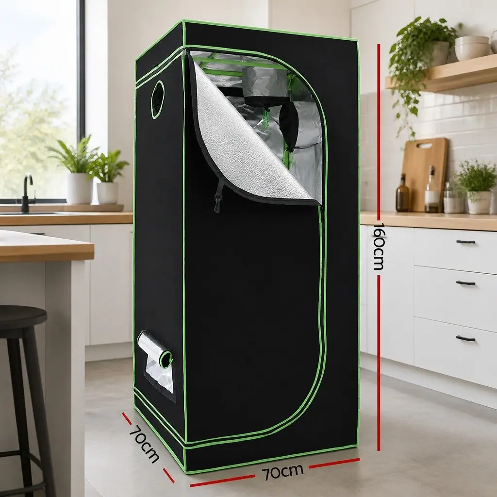 Grow Tent Black Green 70x70x160cm Indoor Hydroponics System Portable with Steel Frame Multiple Ventilation Options