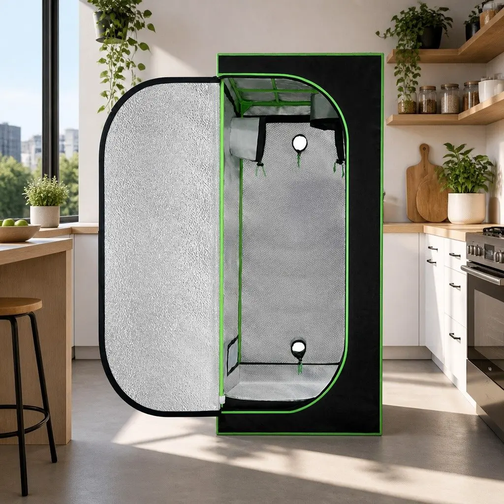 Grow Tent Black Green 70x70x160cm Indoor Hydroponics System Portable with Steel Frame Multiple Ventilation Options