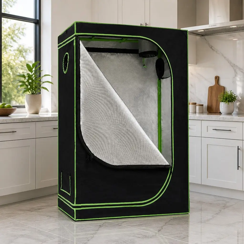 Hydroponic Grow Tent Black Green 90x50x160cm Sturdy Frame Easy Access Ventilation