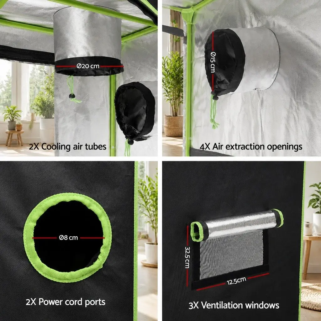 Grow Tent Black Green 90x90x180cm Hydroponics Indoor Plant Growing Room System