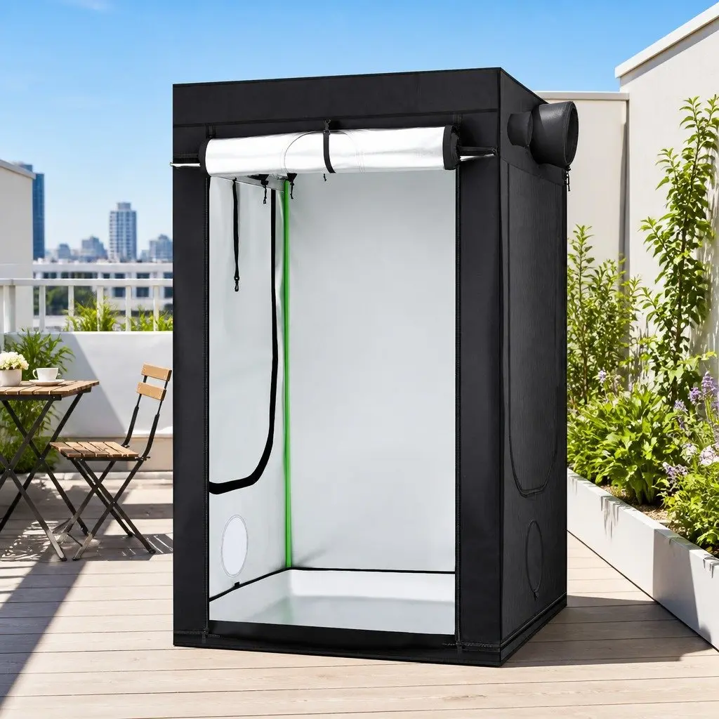 Grow Tent Kit Black 120x120x200cm Hydroponics Indoor Growing System