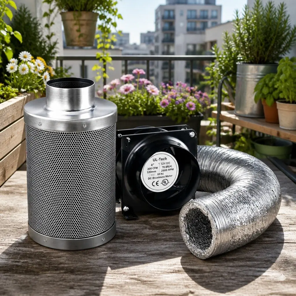4" Hydroponics Grow Tent Ventilation Kit Silver Indoor Plant Odour Control