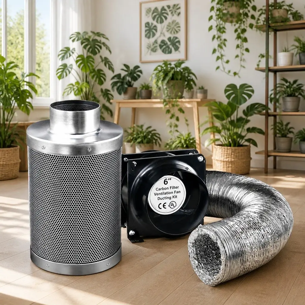 6 Inch Ventilation Kit Silver Hydroponics Grow Tent System with Fan Carbon Filter and Ducting