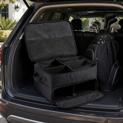 Golf Trunk Organizer Car Storage Bag 2-Tier Ventilated Shoe Compartment Black