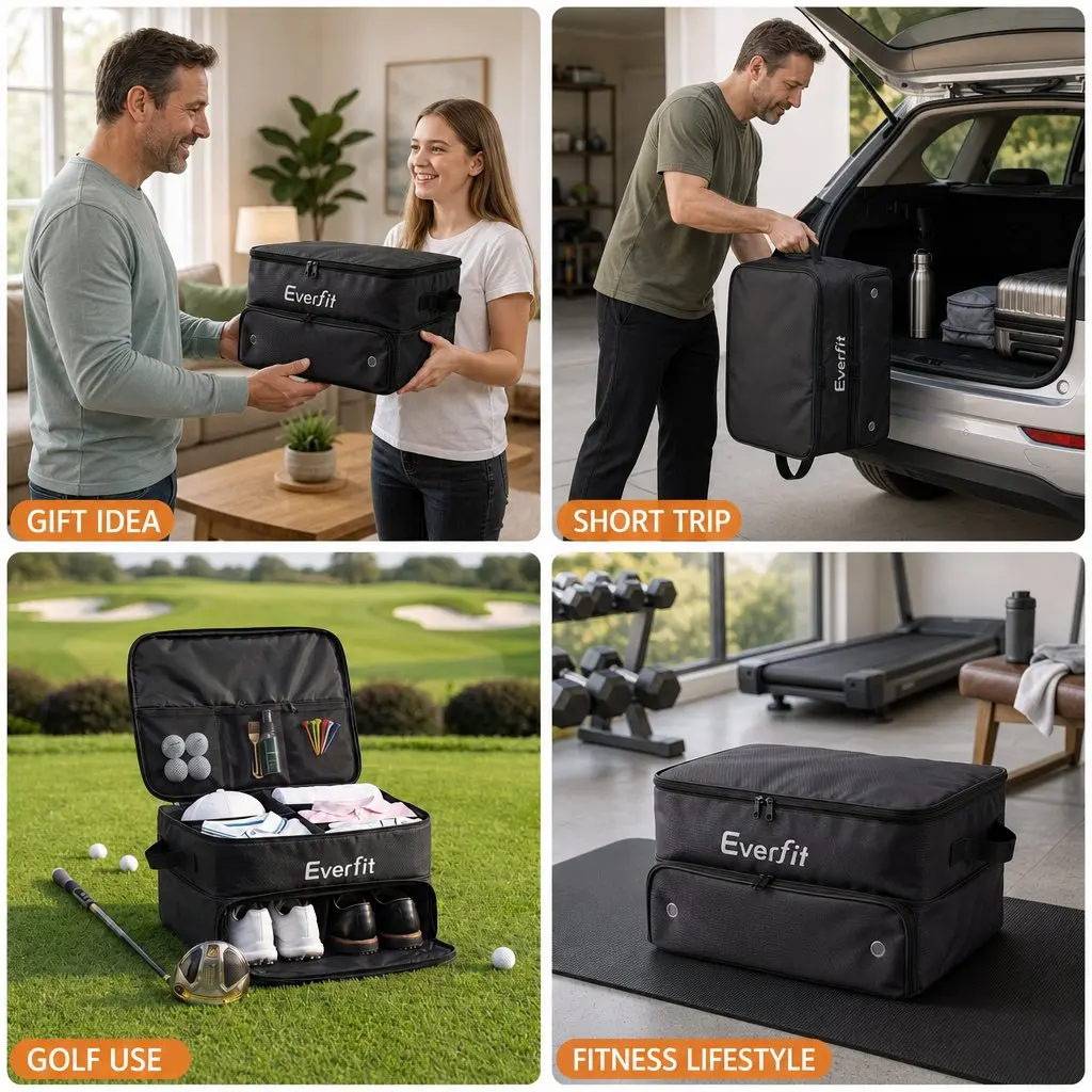 Golf Trunk Organizer Black 2-Tier Ventilated Shoe Compartment
