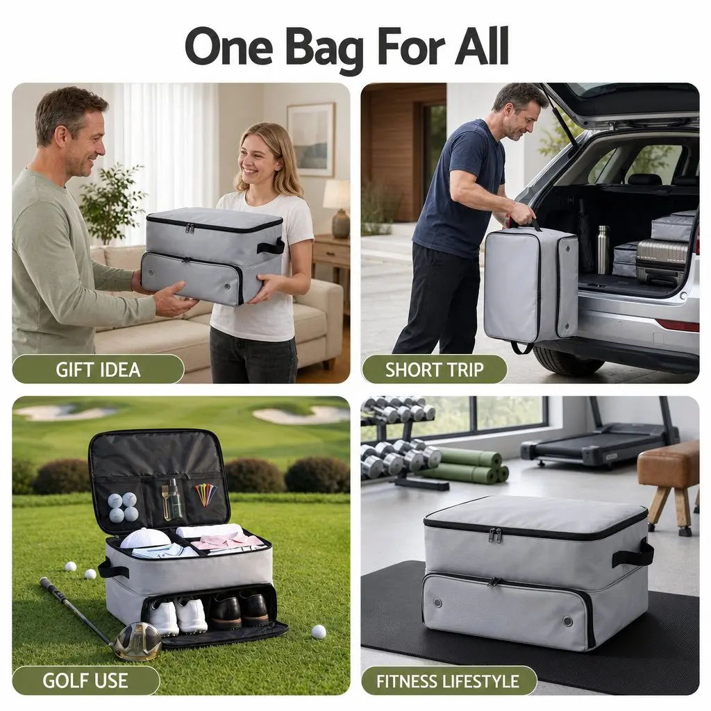 Golf Trunk Organizer Grey 2-Tier Ventilated Shoe Compartment